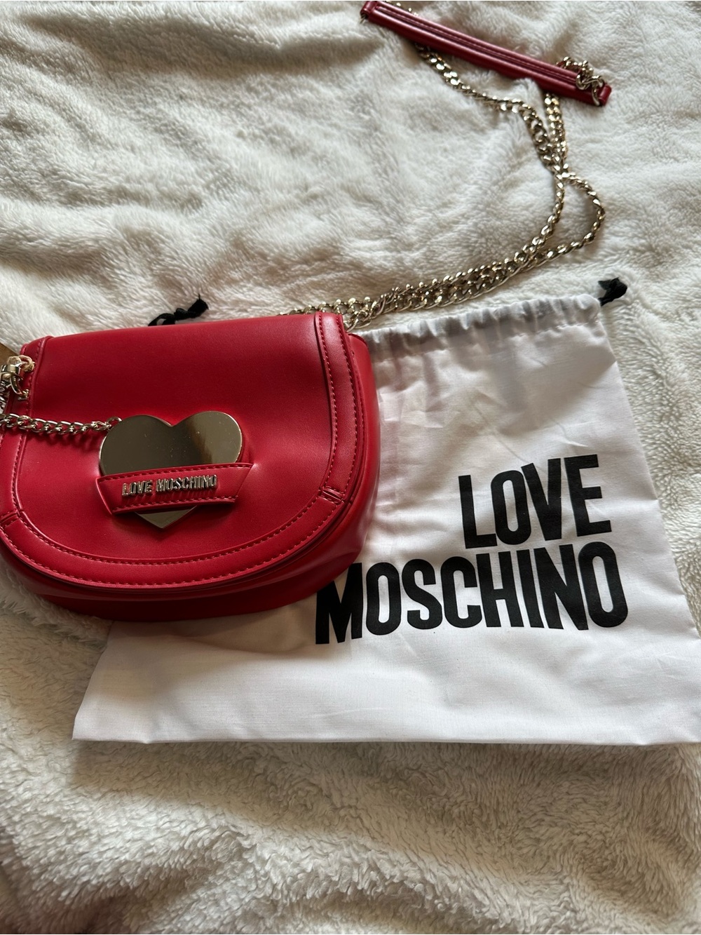 Love Moschino Red Crossbody with Gold Heart Accent